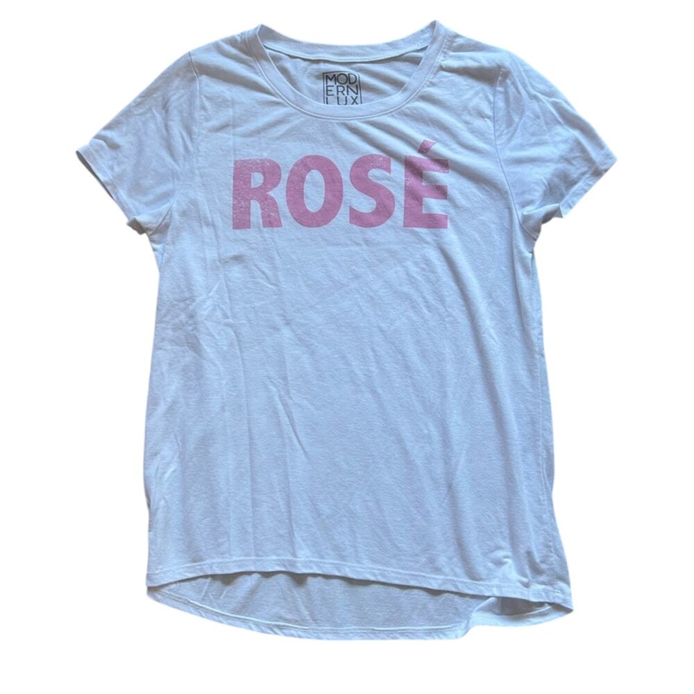 Modern Lux Rosé Graphic Tee - White & Pink - Size XL